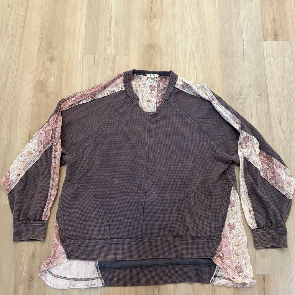 Blue Velvet Women's Tunic Blouse Sz Medium Long Sleeve Patchwork Cottagecore